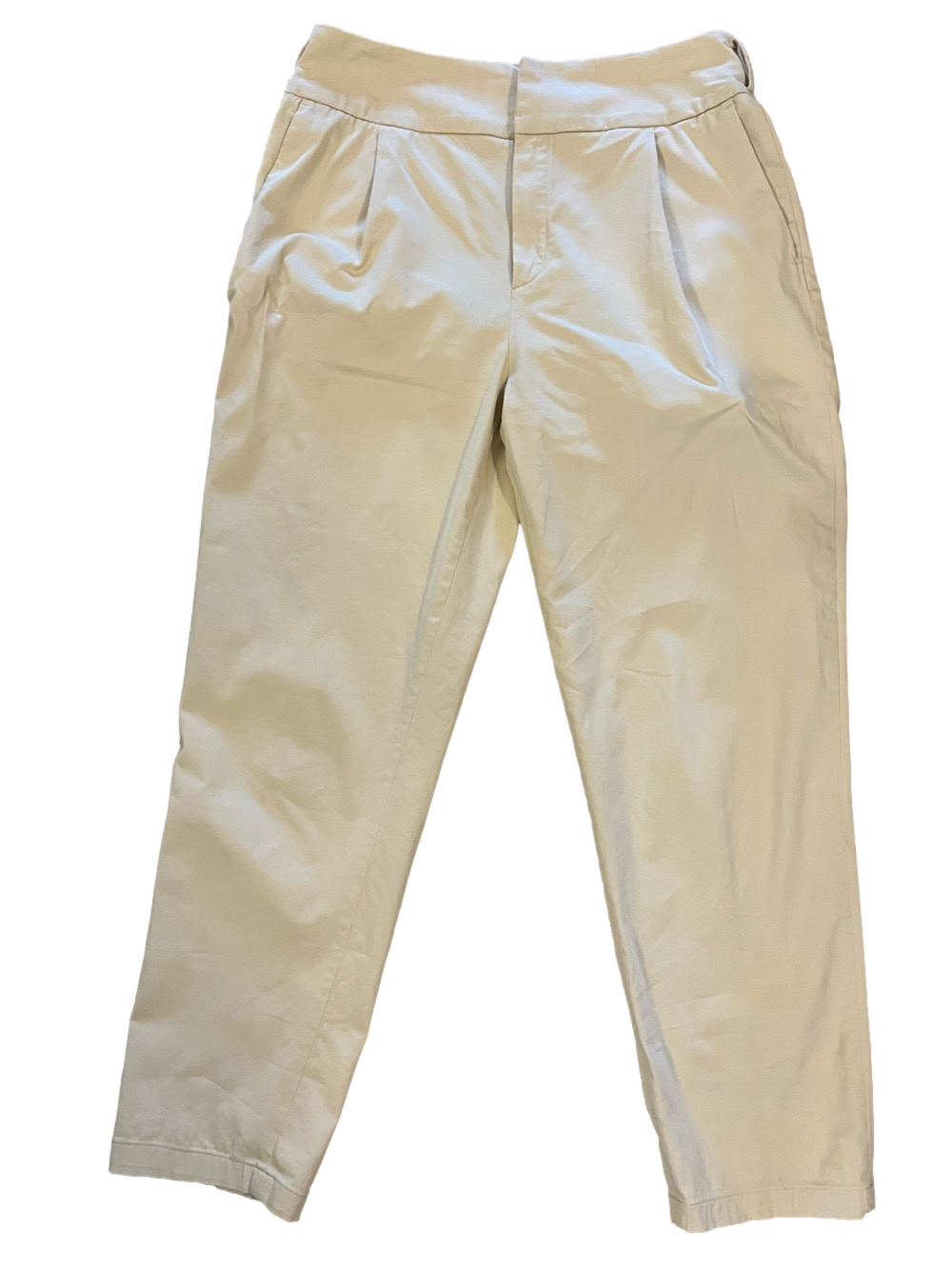 Massimo Dutti Cream Tailored Pleated Trousers High Waisted Size 10 EUR 42